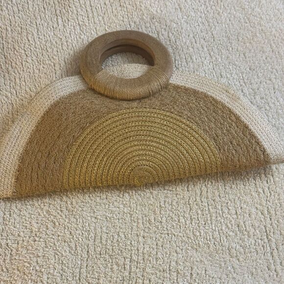 Antik Kraft Clutch Raffia Natural Multi Woven Wooden Handle Cabo resort Wear - Picture 13 of 15